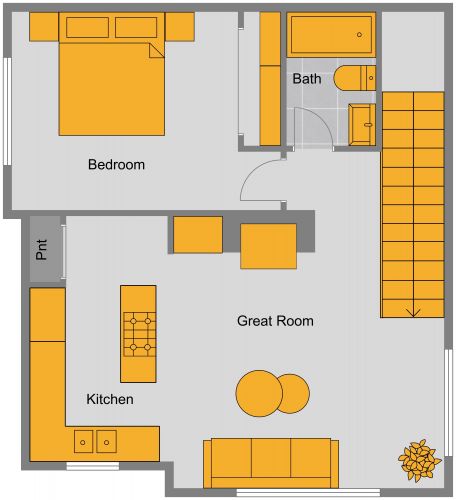 Garage Apartment Floor Plan With Fireplace