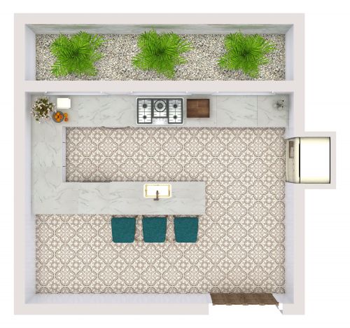 Peninsula Kitchen Layout Tropical Style