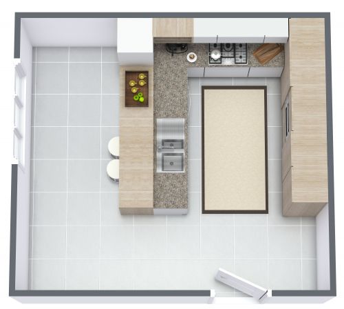 U-Shaped Kitchen With Breakfast Bar