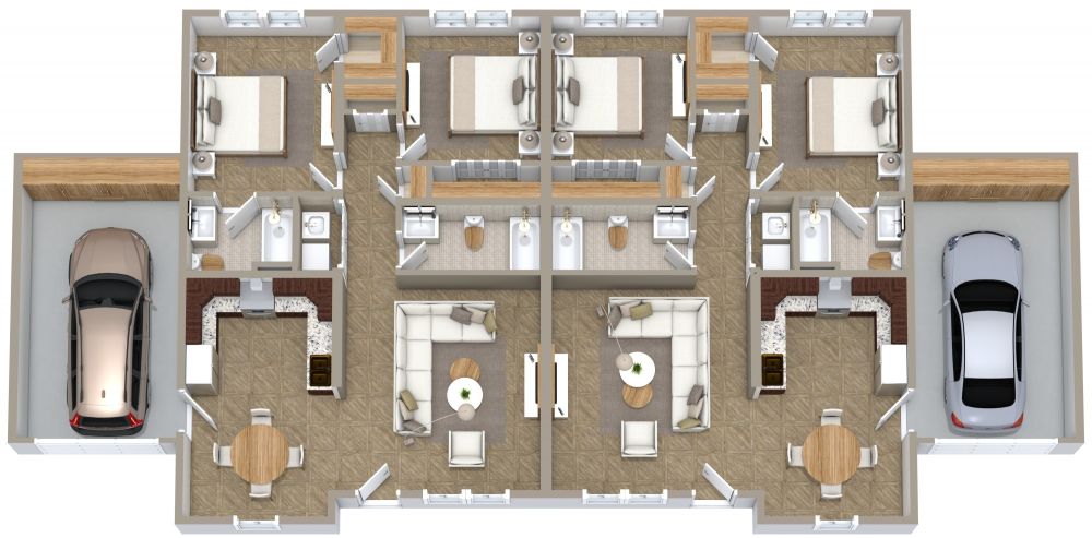 Duplex House Plans 3D Floor Plan