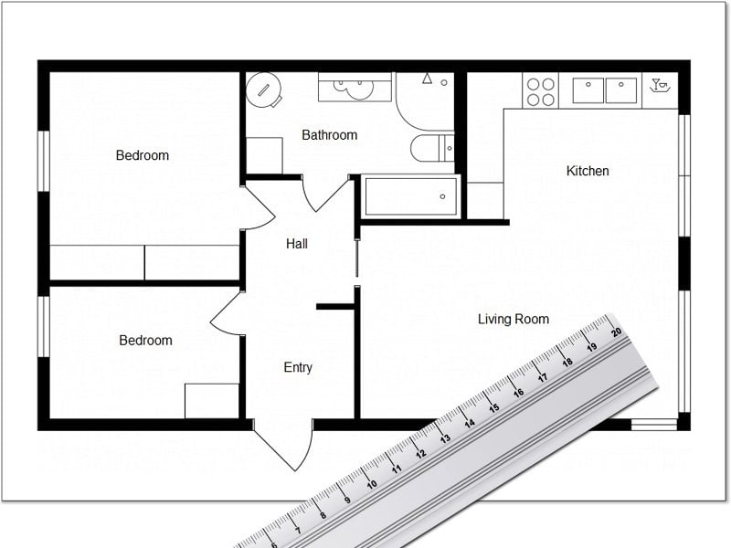 Floor Plan Drawing on Paper measurements