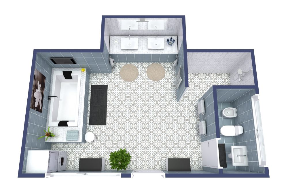 Full Master Bathroom 3D Floor Plan