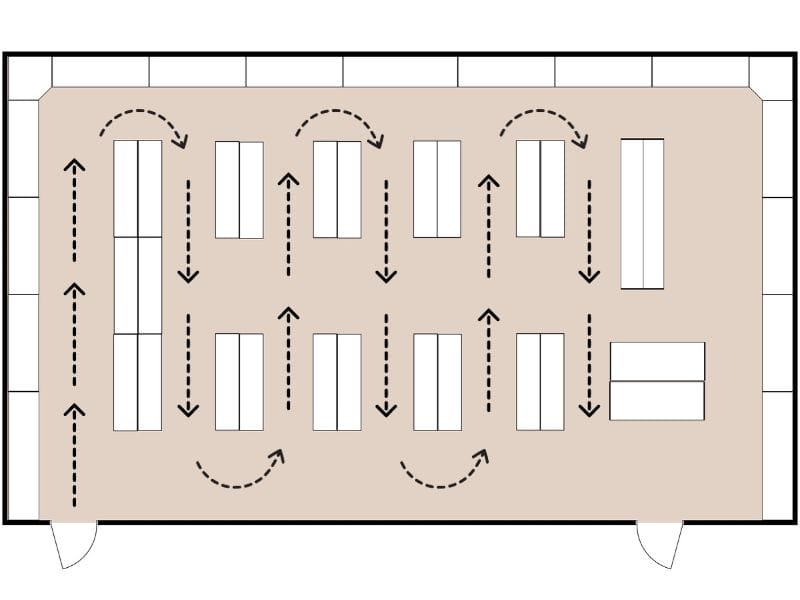 retail floor plan with grid layout