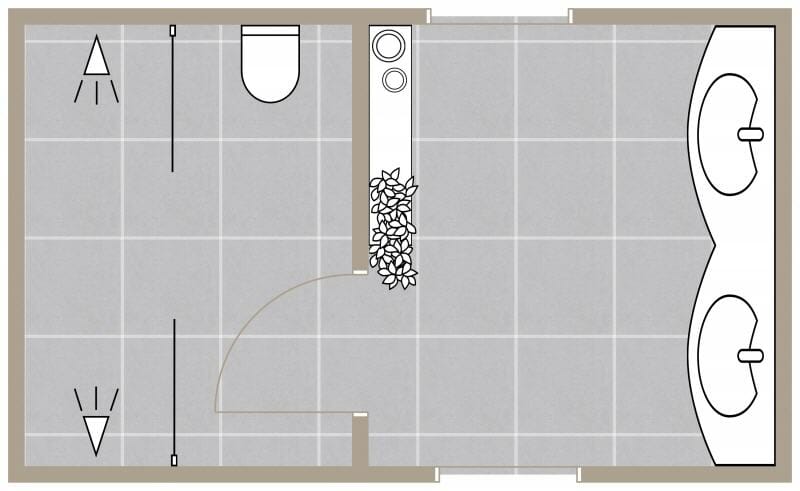 Jack and Jill bathroom 2D floor plan