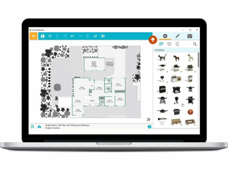 Draw landscape design with software