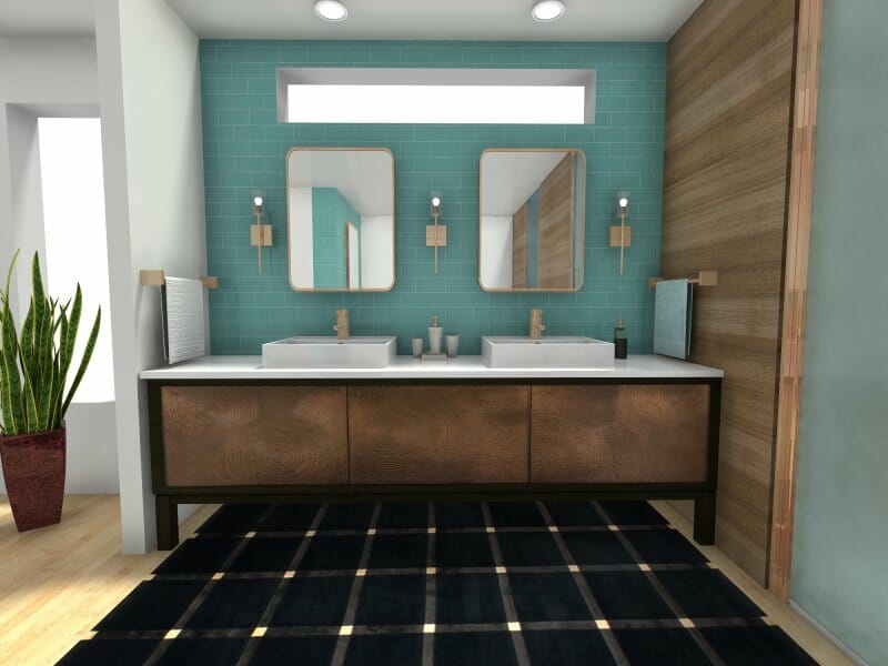 Mid-century modern bathroom styled interior