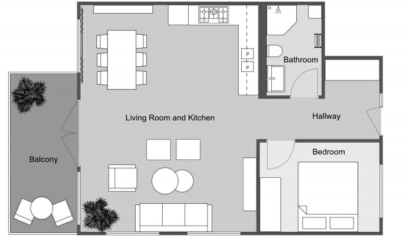 2d grayscale color floor plan