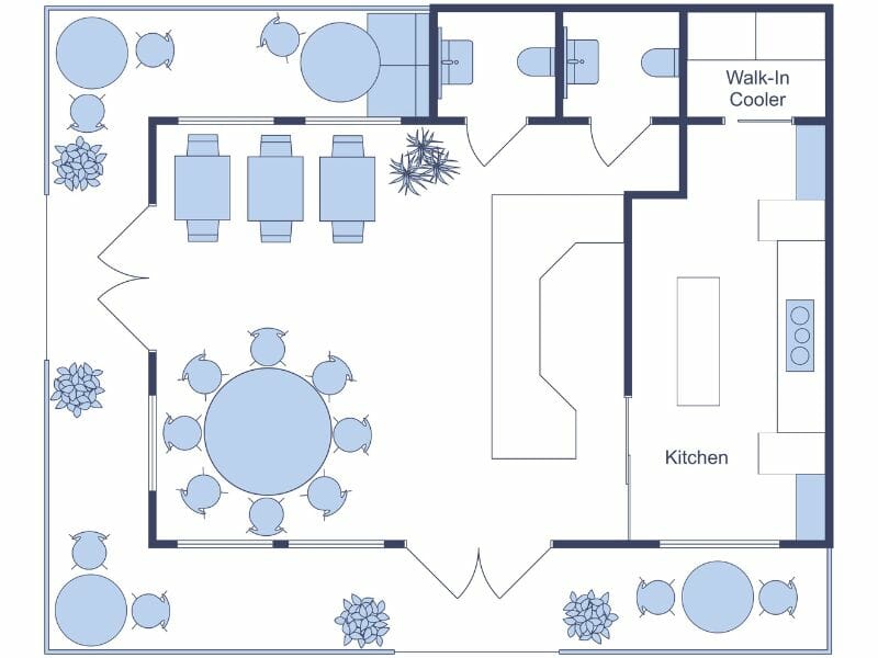 Restaurant seating chart layout 2D