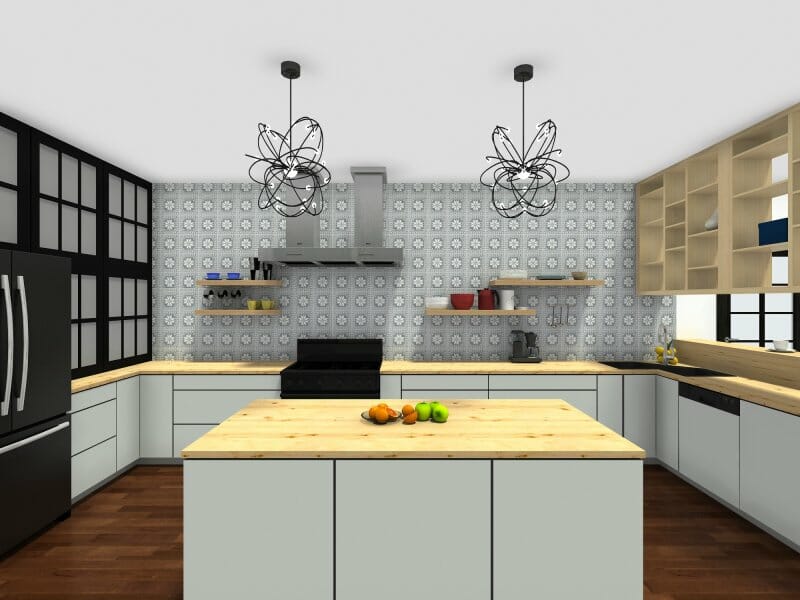 u-shaped kitchen with island